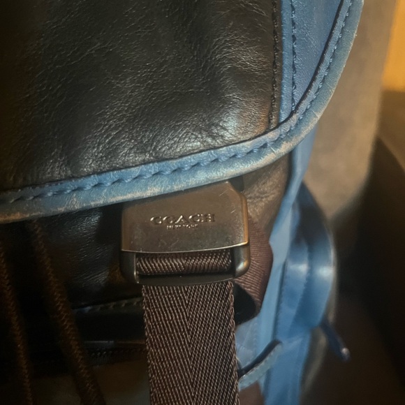 Coach Leather Backpack/Daypack. Midnight/Cobalt Blue. Style# 71508 - Picture 5 of 15